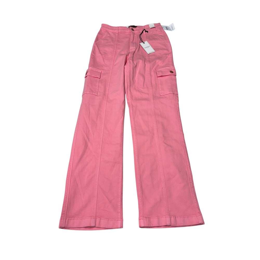 NWT Judy Blue Pink High Waist Garment Dyed Cargo Jeans Womens Size 5/27 L31
